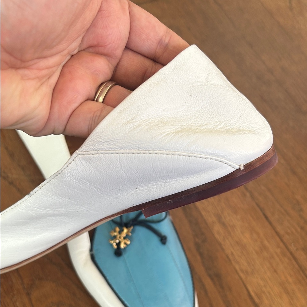 NWOT Tory Burch Blue and White Flats with Gold Accent - Picture 3 of 5